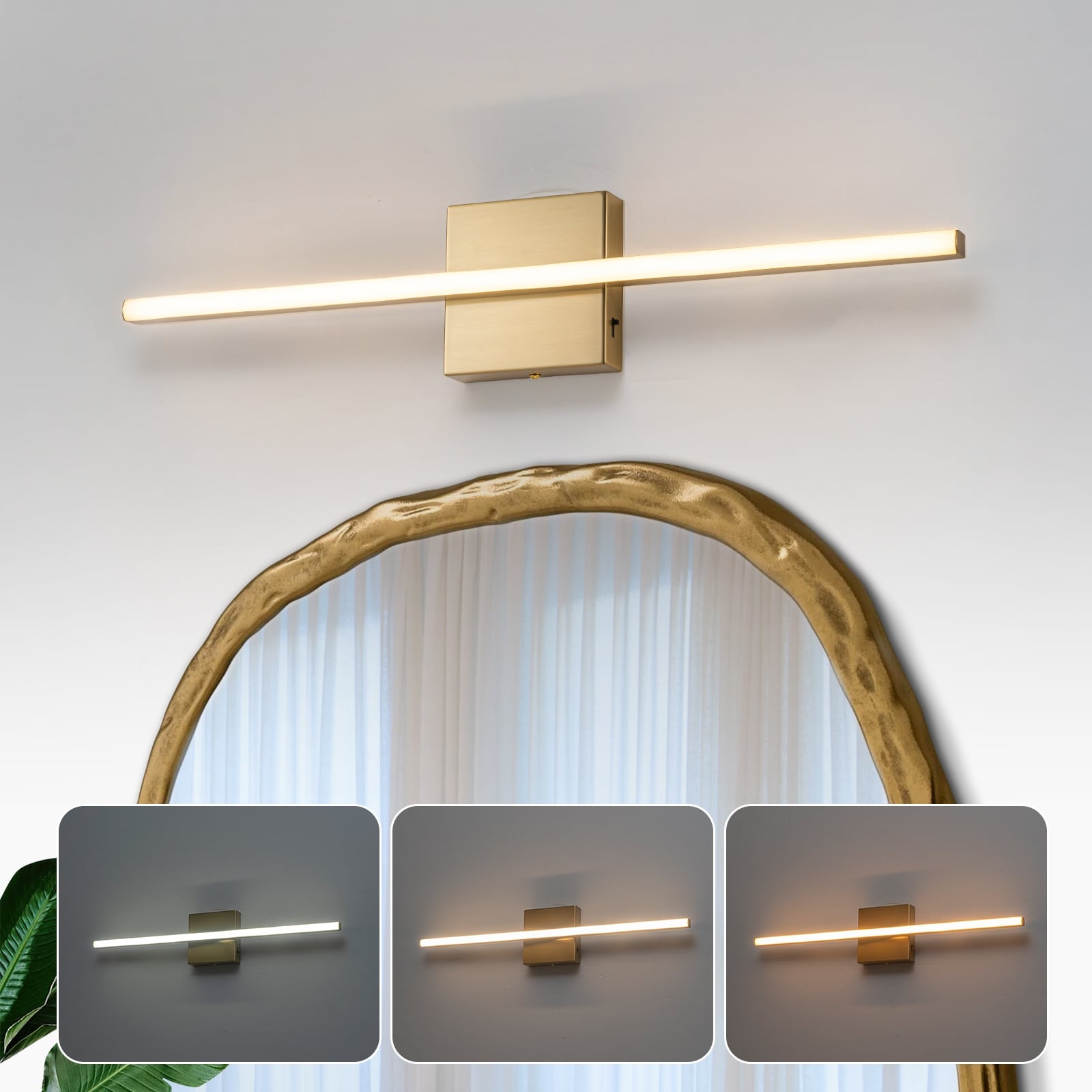 Modern Dimmable LED Wall Sconce Bathroom Vanity Light with 3-CCT Selectable Light - 24" W × 2" D × 4.7" H