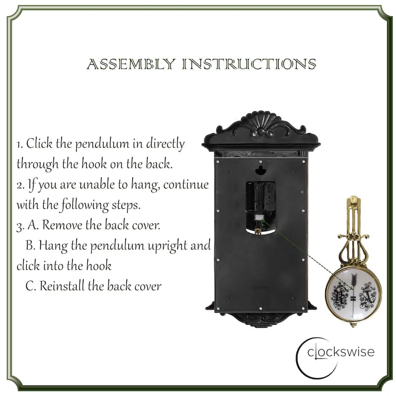 Clockswise Vintage Grandfather Wood-Looking Plastic Pendulum Decorative Battery-Operated Wall Clock Brown, for Home Decor