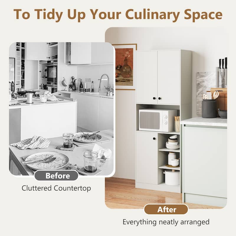Costway Kitchen Pantry Storage Cabinet 65.5" Tall Modern Hutch Cabinet - See Details