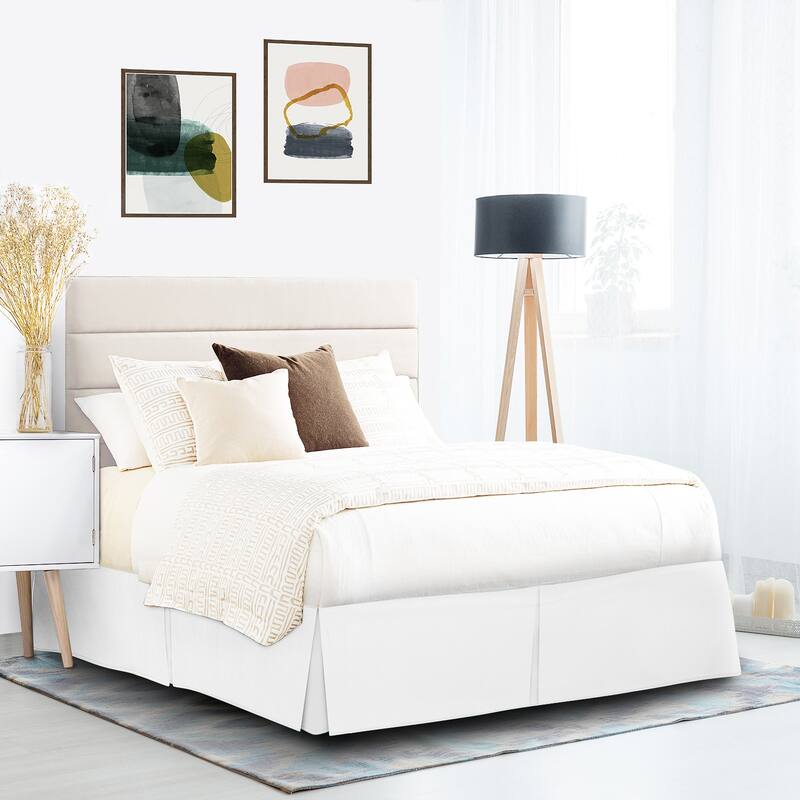Clara Clark Pleated Bed Skirt-14 inch Tailored Drop - Soft Double Brushed Premium Microfiber Ruffle Bed Skirt - Includes 8 Pins - White - Twin