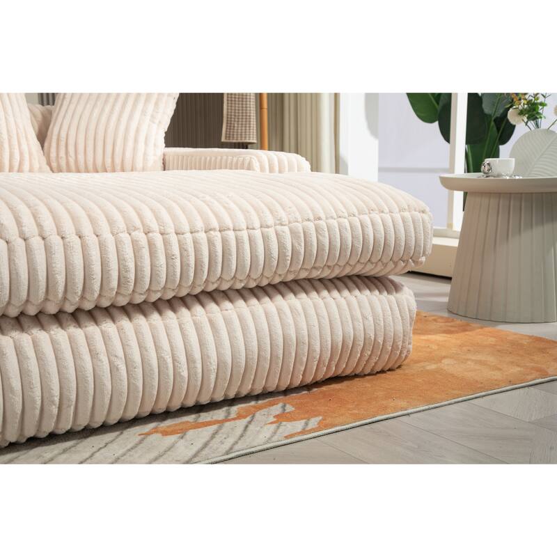 Corduroy lazy sofa bed Living room deep seat sofa with 3 back pillows