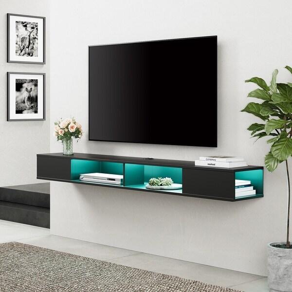 Floating tv stand with led lights discount