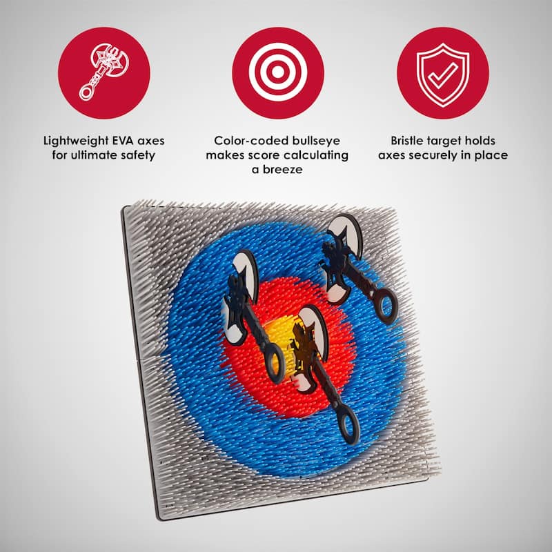 Jumbl Wall-Mounted Foam Axe Throwing Game with Bristle Target & Mount Kit - Multicolor