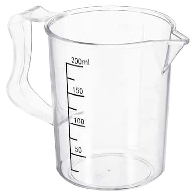 Graduated Beaker, 200ml PC Plastic Liquid Measuring Cup Double Sided Graduations - Transparent