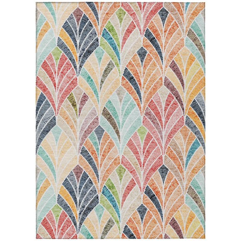 HomeRoots Geometric Transitional Rectangle Outdoor Rug