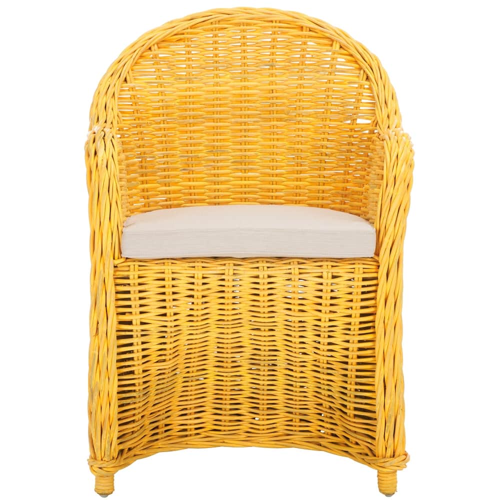 SAFAVIEH Sinja Yellow Rattan Club Chair - 24" x 26" x 35" - 24Wx26Dx35H