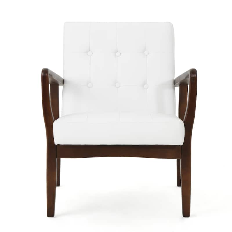 White 28" Button Tufted Club Chair