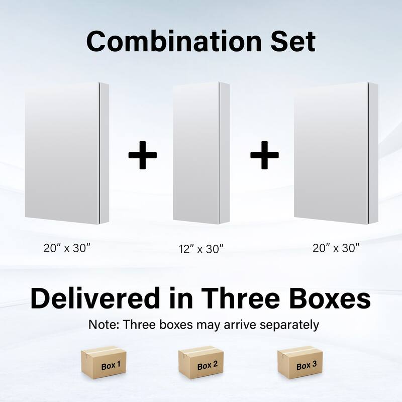 52"W X 30'H Bathroom Recessed or Surface Wall Mount Medicine Cabinet With Adjustable Glass Shelves