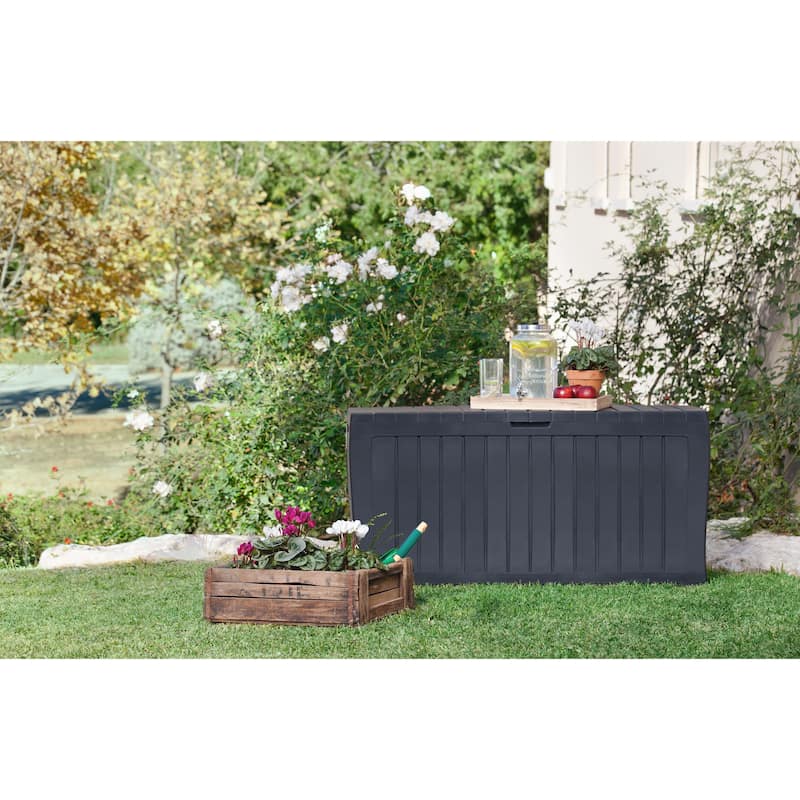 Keter Marvel Plus 71 Gallon Durable Resin Outdoor Storage Deck Box For Furniture and Supplies