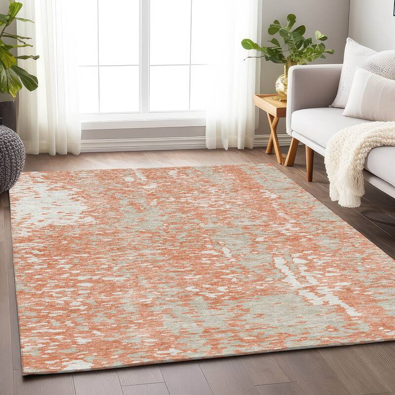 Premium Washable Super Soft Abstract Causal Mayfield Rug - Coral - 10' x 14'