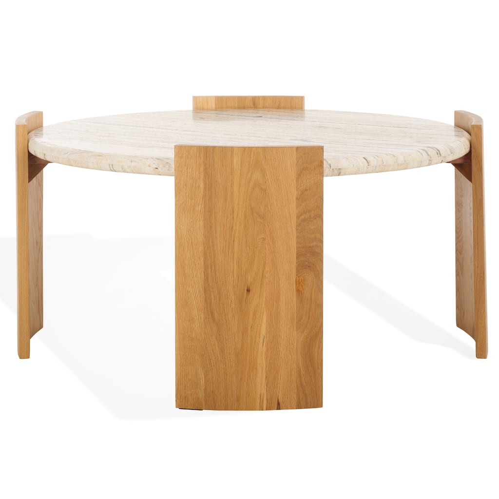 SAFAVIEH Couture Damarcus Travertine Coffee Table - 35"W x 35"D x 18"H