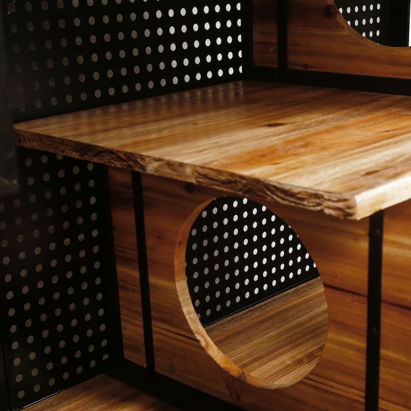 Anmytek 55.12" Spacious Cat House Tempered Glass Indoor Cat Furniture Living Room Pet House