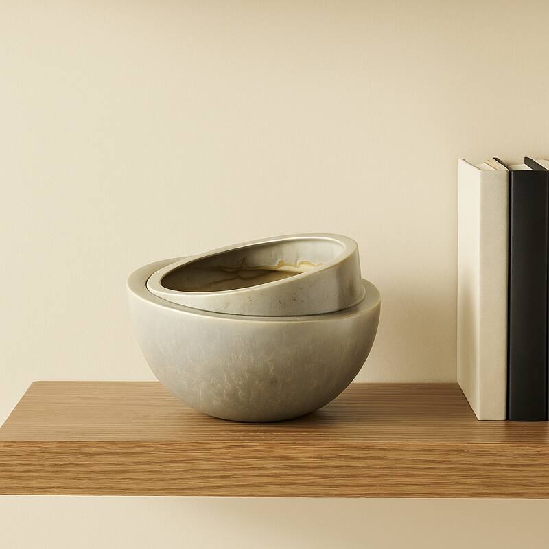 Round Layered Decorative Bowl - Abstract Pattern - 9", Gray - 9.0"