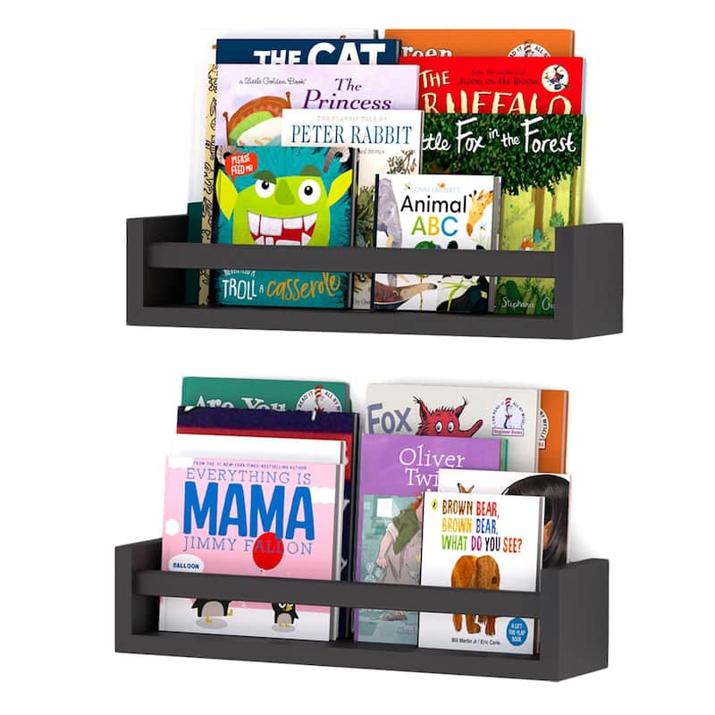 Wallniture Utah Wood Wall Shelves for Book and Toy Storage (Set of 2)