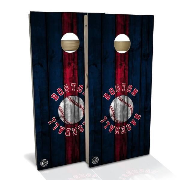 slide 2 of 8, Boston Baseball Outdoor Cornhole Board Set Backyard 2x4 - Include Carrying Case