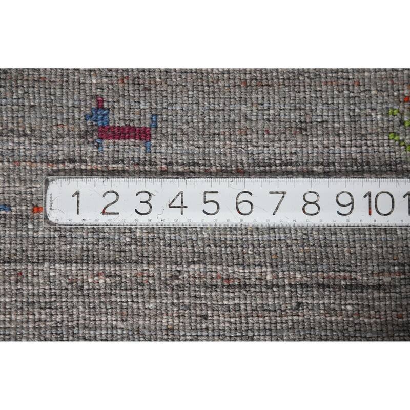 Hand Knotted Oriental 100% Wool Carpet Tribal Tribal Greys & Charcoal Gabbeh Area Rug - 5' 9'' X 4' 1''