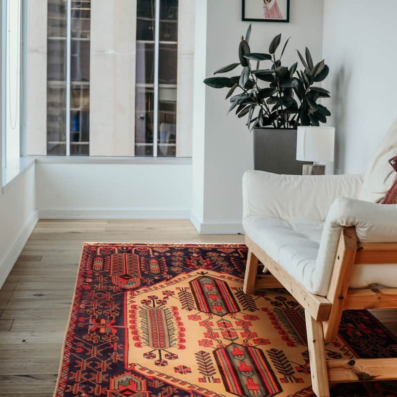 ECARPETGALLERY Hand-knotted Melis Vintage Navy Wool Rug - 5'3 x 9'4