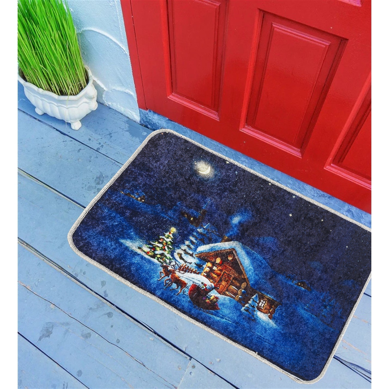 Kitchen Floor Mat, Bath Mat, Blue Christmas Decorations for Home