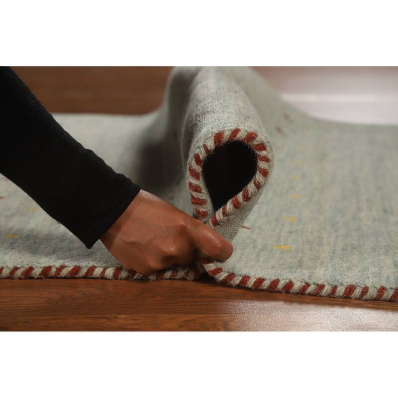 Hand Knotted Oriental 100% Wool Carpet Tribal Animal Pictorial Green Gabbeh Area Rug - 4' 11'' X 3' 0''