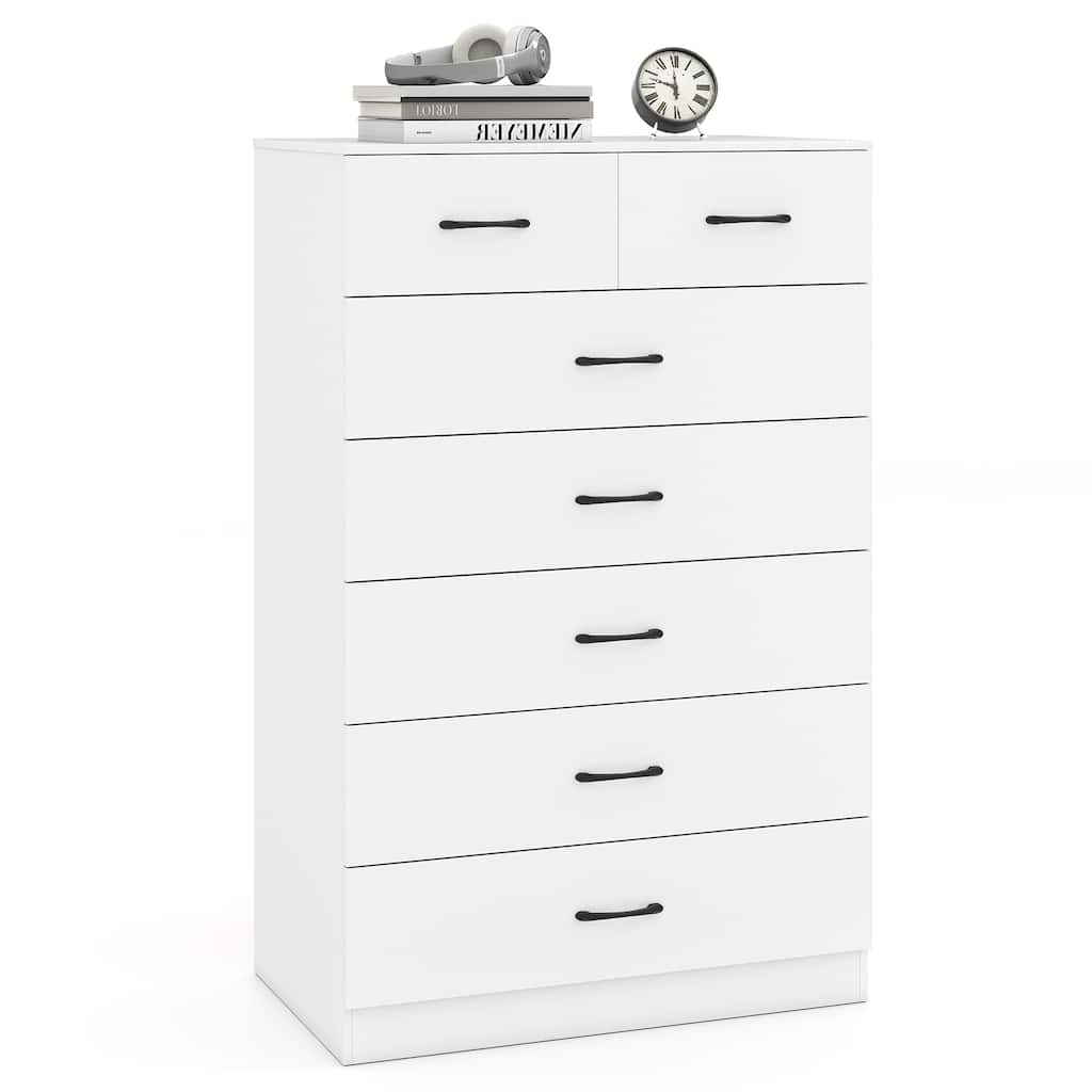 Gymax 7 Drawers Dresser Wooden Chest of Drawers w/ Metal Handles Guide
