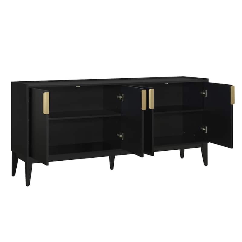 Storage Cabinet Sideboard Wooden Cabinet w/ 4 Doors，Adjustable Shelf