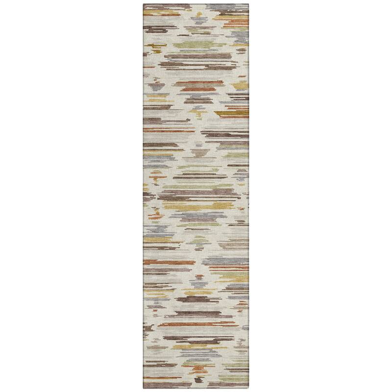 Machine Washable Indoor/ Outdoor Modern Trellis Chantille Rug