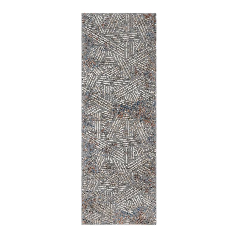 Gertmenian Arlo High Low Transitional Modern Gray Ivory Black Indoor Area Rug Collection