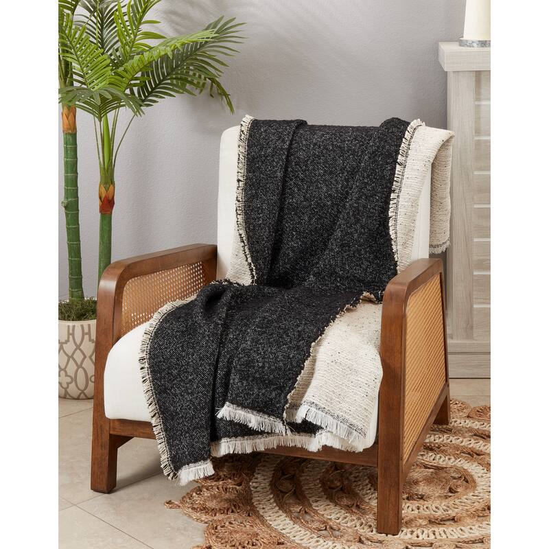 Double the Style Reversible Fringe Throw Blanket