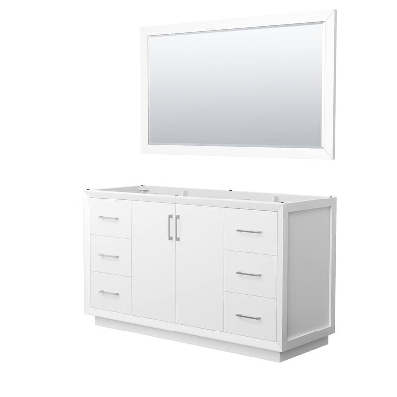 Wyndham Collection WCF414160S-CXSXX-M58 Strada 59" Single Free - White / Brushed Nickel Hardware