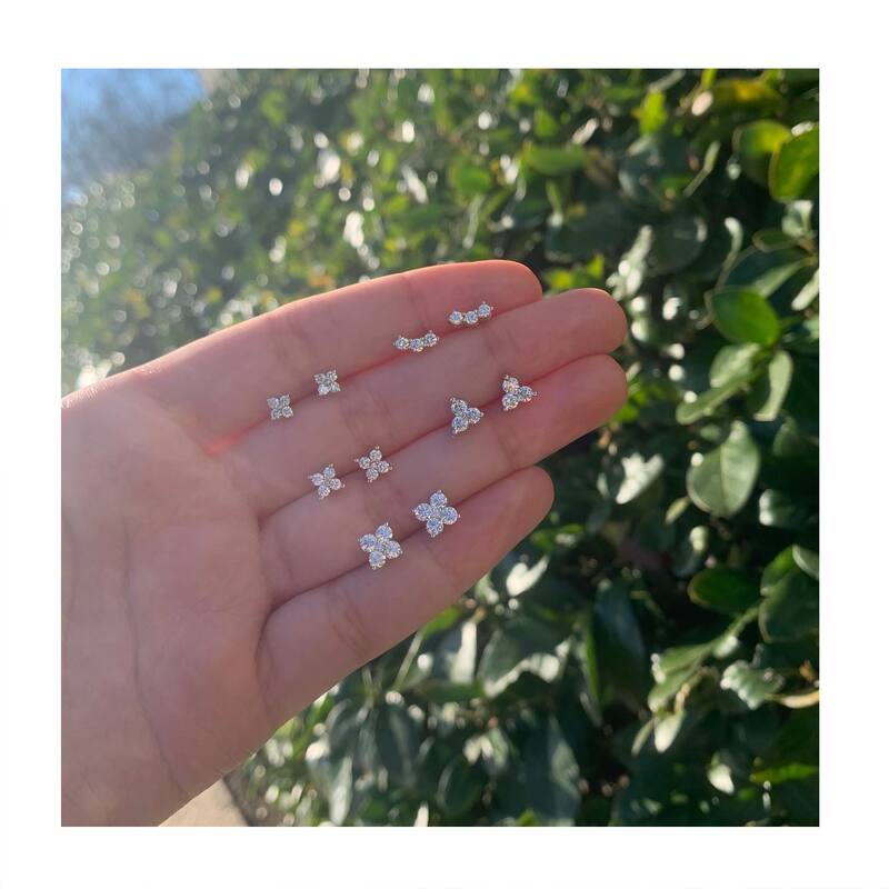 Joelle Collection Diamond Earrings 1/3 cttw 3-Stone Cluster Earrings 14K Gold Beautiful Gift