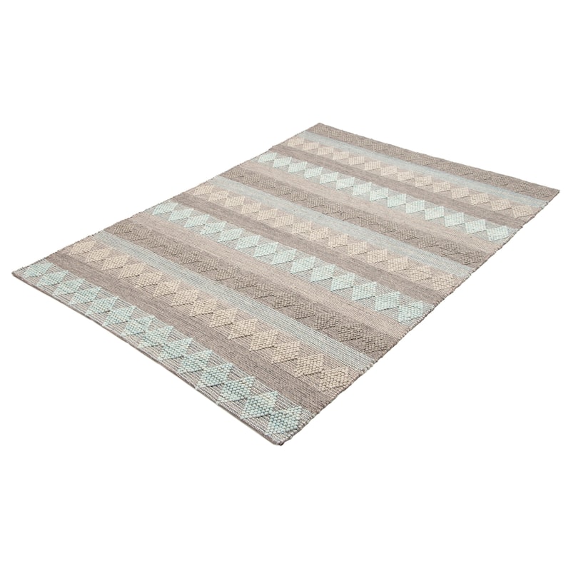 ECARPETGALLERY Braid weave Sienna Grey Wool Rug - 6'1 x 9'2