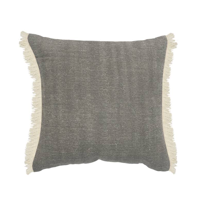 Sevita Charcoal Gray Solid Fringed Throw Pillow