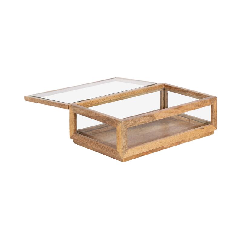 Kate and Laurel Curiel Decorative Wood and Glass Storage Box - 10x6x4