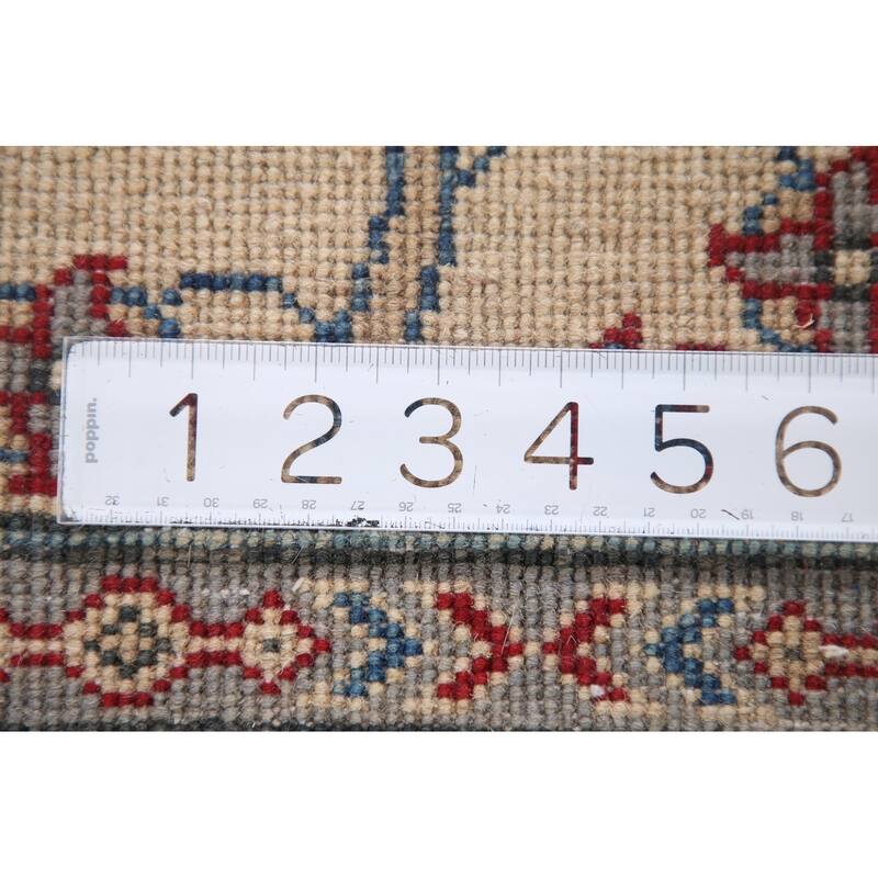 Hand Knotted Oriental 100% Wool Carpet Traditional Geometric Navy Blue & Blues Kazak Area Rug - 9' 6'' X 6' 8''