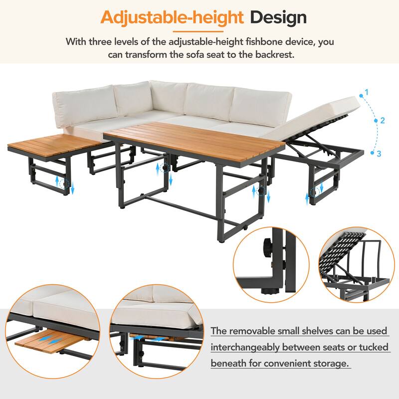 MidCentury Modern Outdoor Patio Sectional Sofa Set Conversation Set Bed Bath & Beyond 40398895