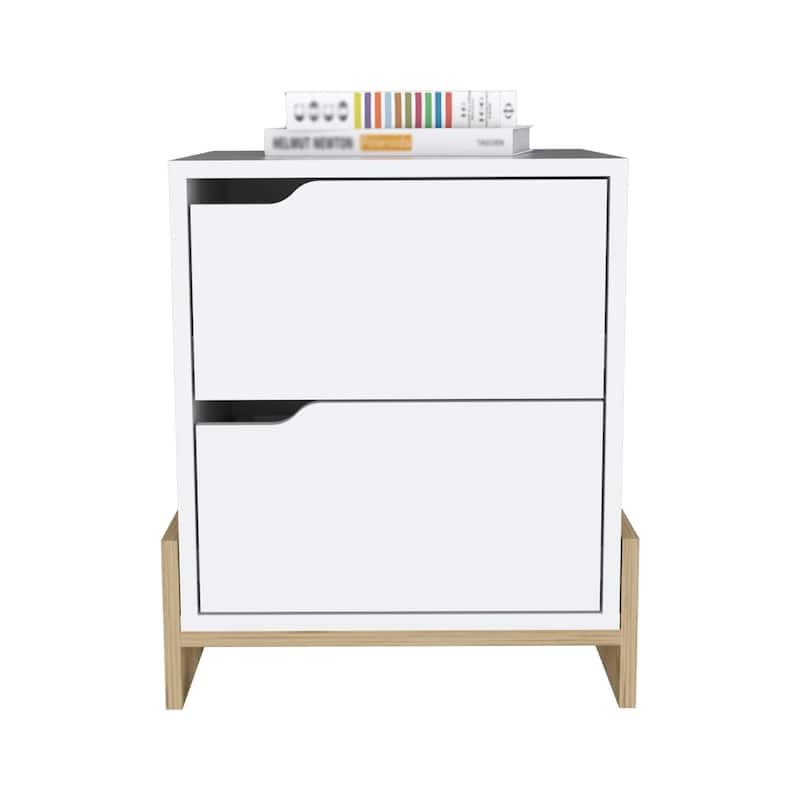 Modern 2-Drawer Nightstand in Wood Manufactured Wood Frame