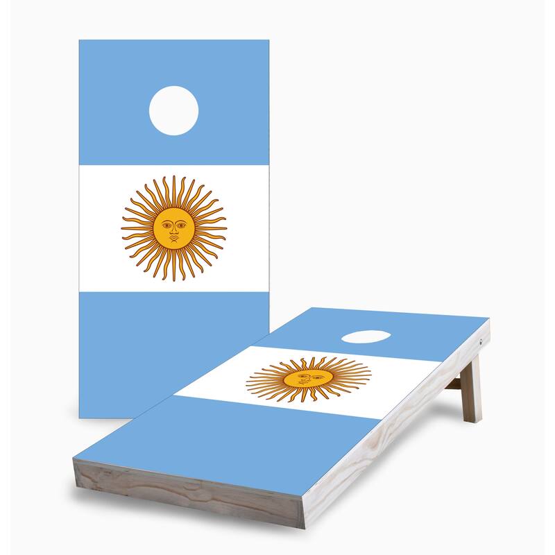 Argentinian Flag Corn Hole Board Set with Carry Case - 16 Years and Up