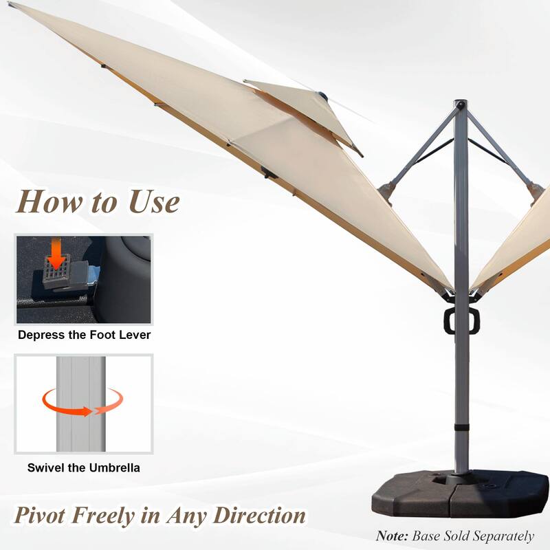 Aluminum Patio Umbrella - 360° Rotation, Hydraulic Lift