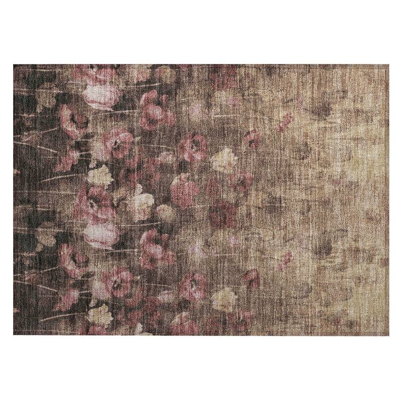 Machine Washable Indoor/ Outdoor Modern Floral Chantille Rug
