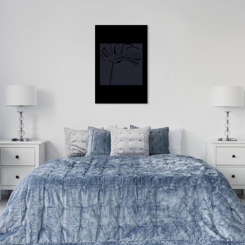 Wynwood Studio Canvas Floral and Botanical Minimalist Monstera Collectible Black Modern & Contemporary Wall Art Canvas Print - 24 x 36