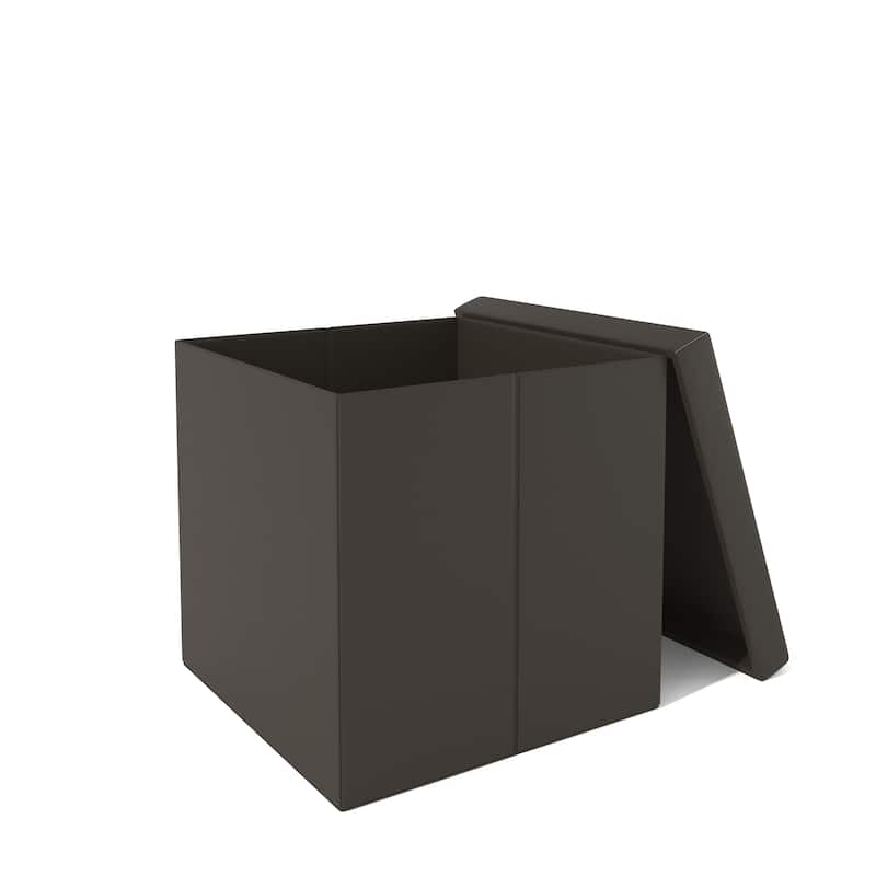 Faux Leather Folding Storage Ottoman Cube