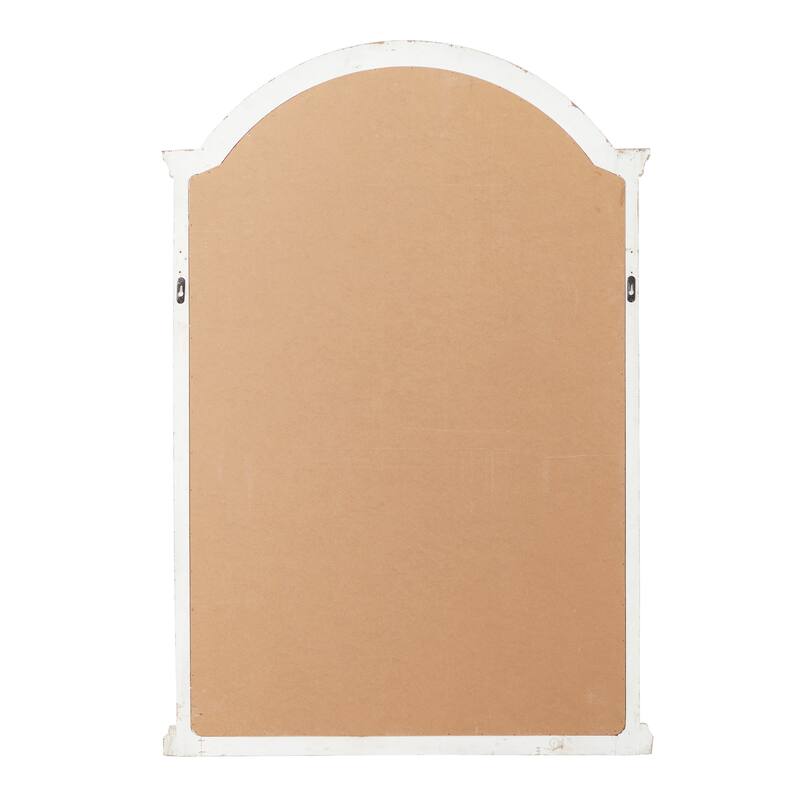 Wood Window Pane Inspired Wall Mirror with Arched Top and Distressing - Cream - Roche River Decor - 2"Wx31"Lx45"H