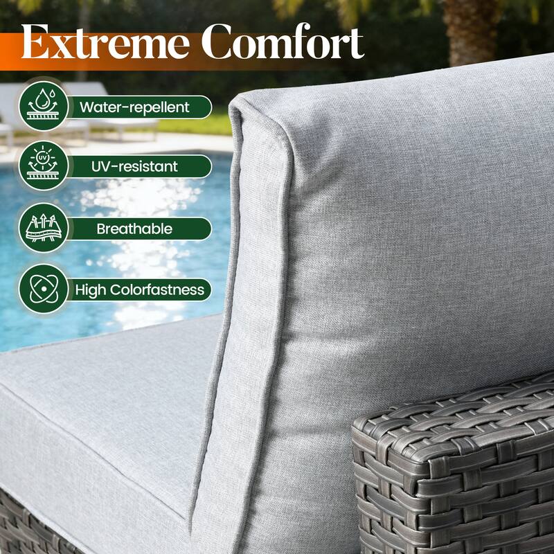 HOOOWOOO 6-piece Patio Rattan Sectional Set with Fire Pit Table