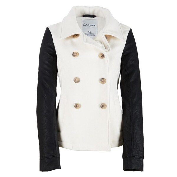 Women's peacoat with leather sleeves Clearance