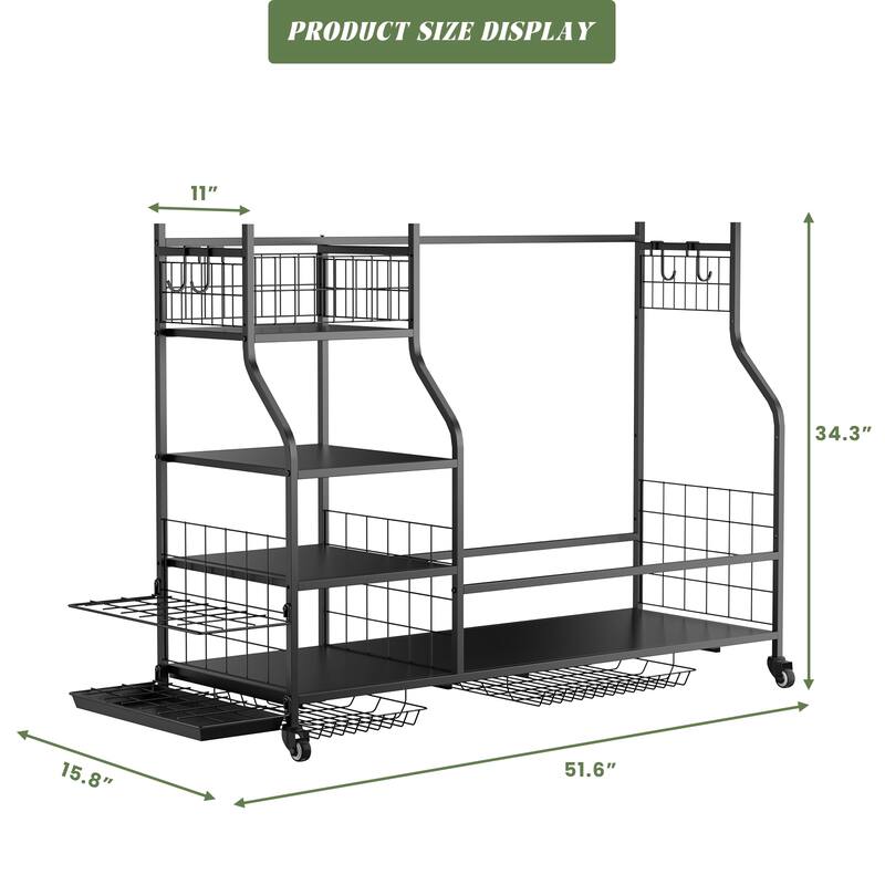 Anmytek Golf Bag Storage Rack with Wheels for Garage