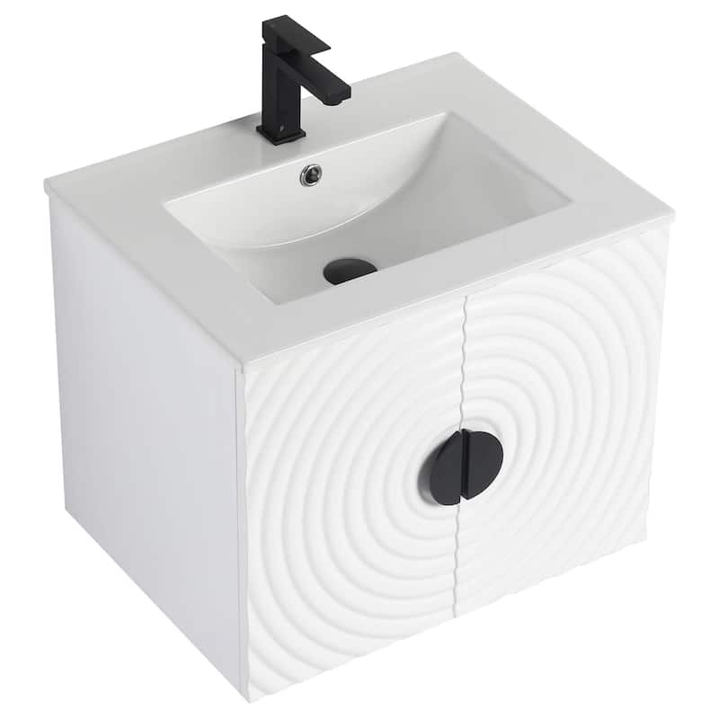 Pellabay Modern Bathroom Vanity with Fluted Circular Doors - Sink Included