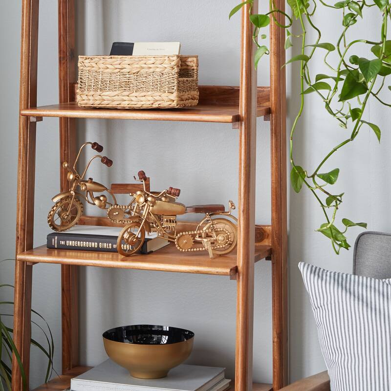 Brown or Gold Metal Motorcycle Sculpture (Set of 2)