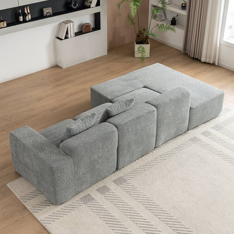 Grey 116.5" Versatile 4-Seater Sectional Sofa