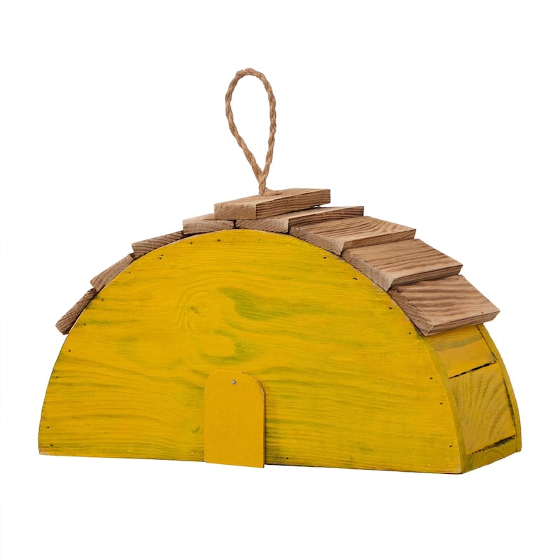 Glitzhome 11"H Distressed Solid Wood Watermelon Hanging Garden Birdhouse