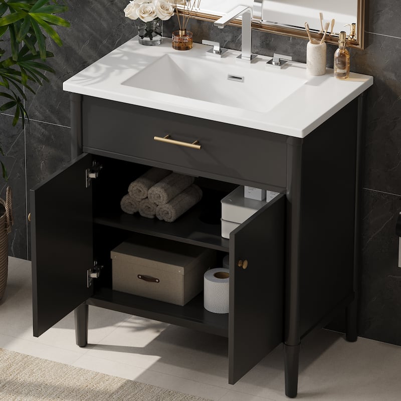 Bathroom Vanity with Sink, Bathroom Cabinet with Soft Close Doors and Adjustable Shelf